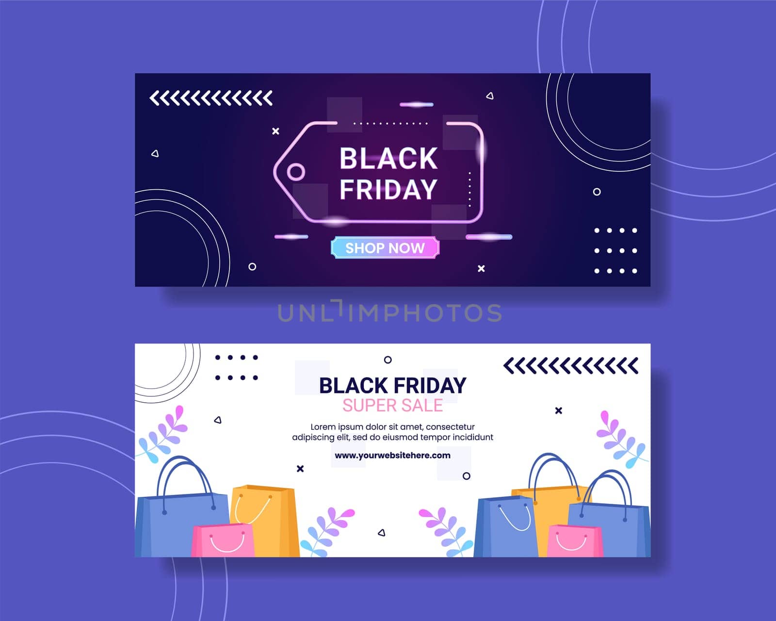 Black Friday Give Big Discount Sale Horizontal Banner Cartoon Hand Drawn Templates Illustration