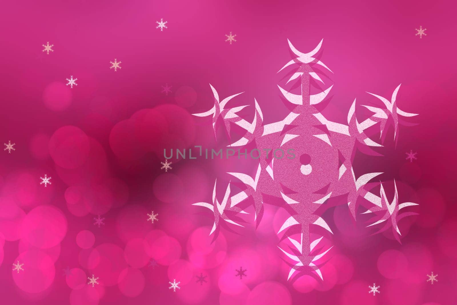 Abstract gradient of dark violet pink magenta background texture with glowing circular bokeh lights and stars. Beautiful purple backdrop.