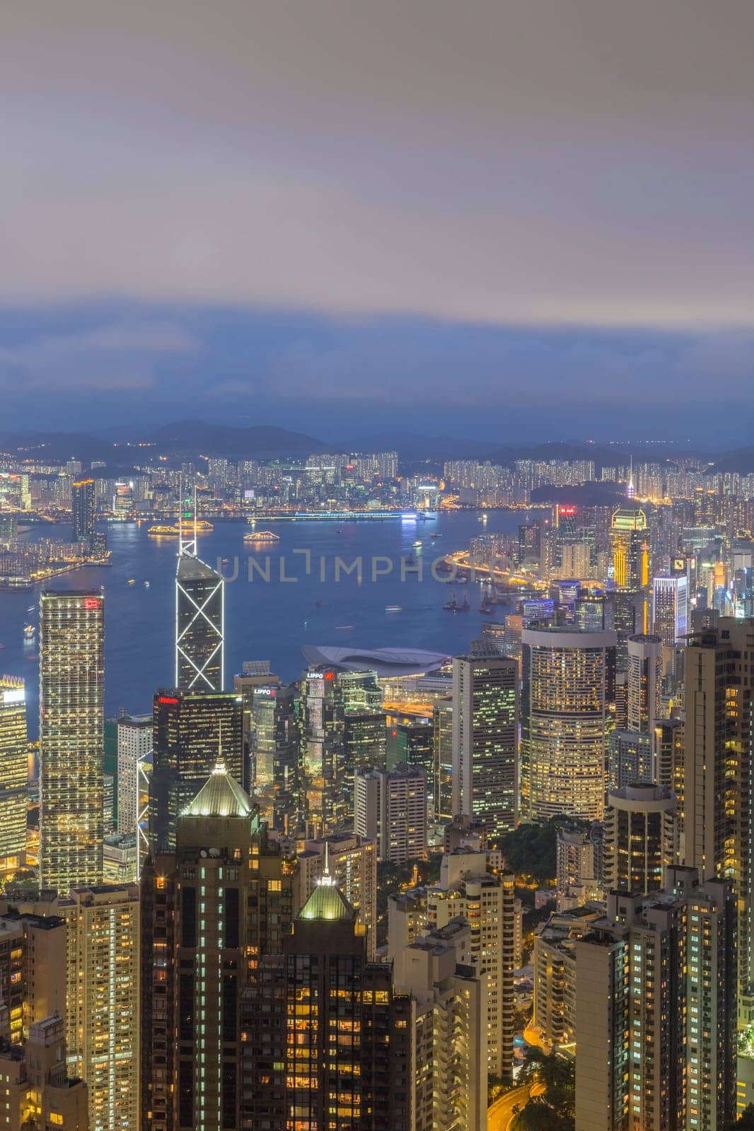 Hong Kong city, This  photo was shot from Victoria Peak in the evening after sunset.
