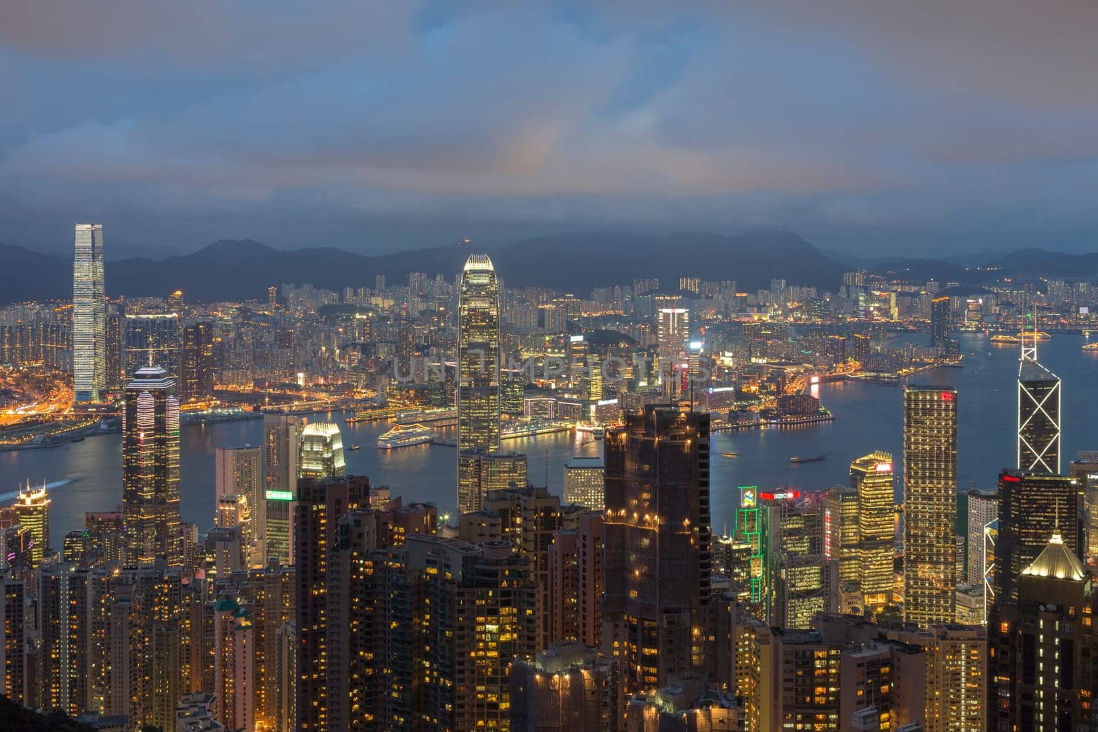 Hong Kong city, This  photo was shot from Victoria Peak in the evening after sunset.