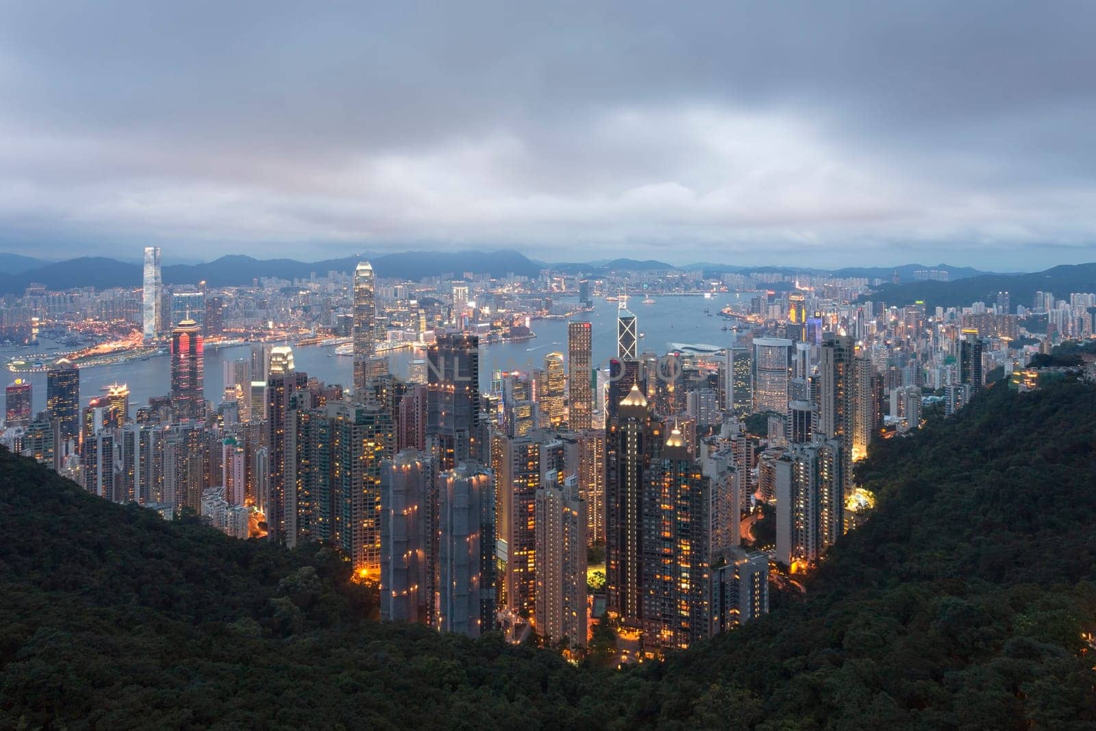 Hong Kong city, This  photo was shot from Victoria Peak in the evening after sunset.