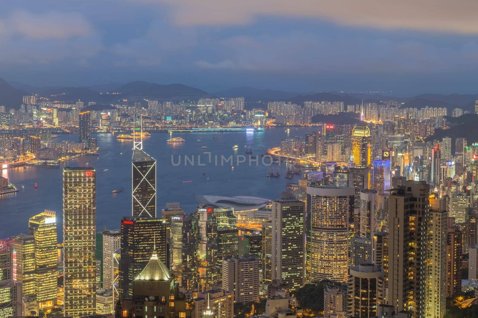 Hong Kong city, This  photo was shot from Victoria Peak in the evening after sunset.