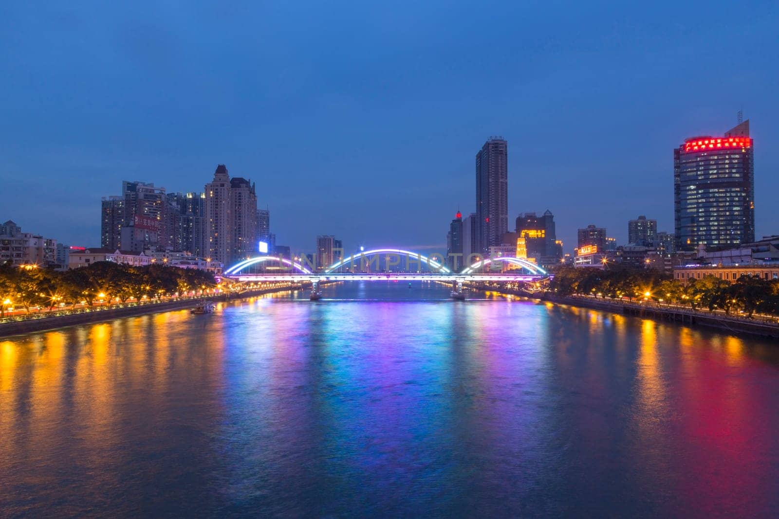 Guangzhou city, This photo was shot from perl river at Guangzhou after sunset.