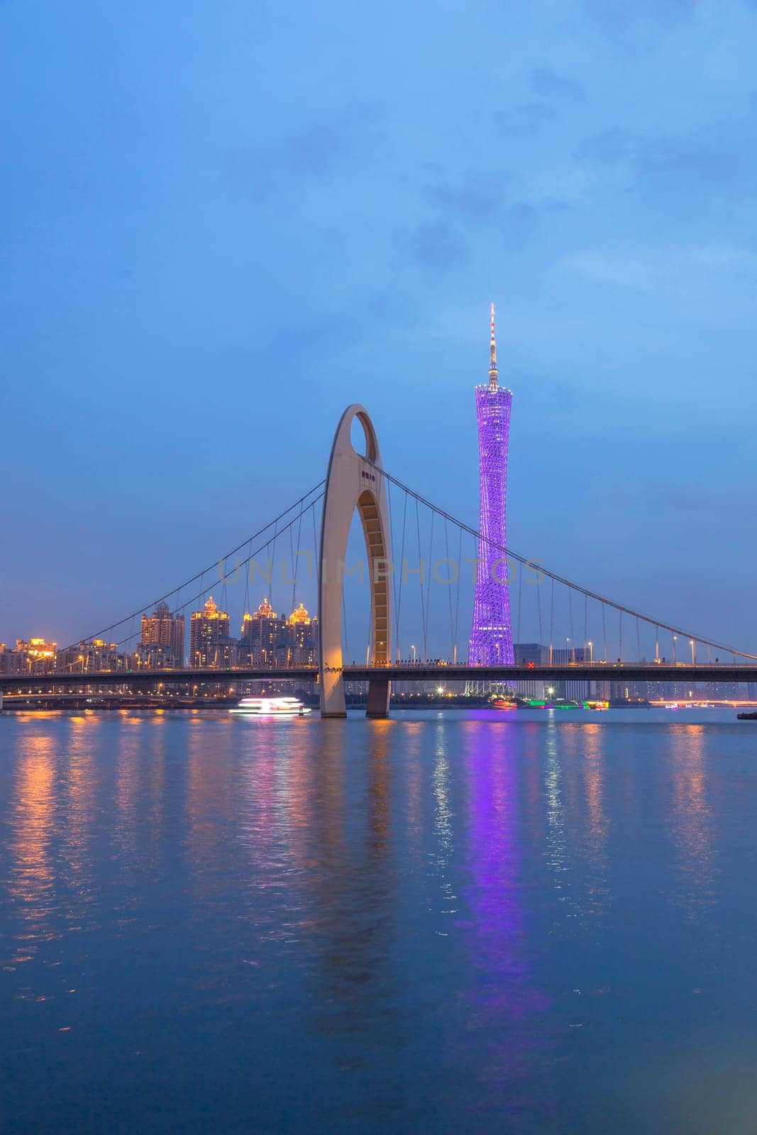 Guangzhou city, This photo was shot from perl river at Guangzhou after sunset.