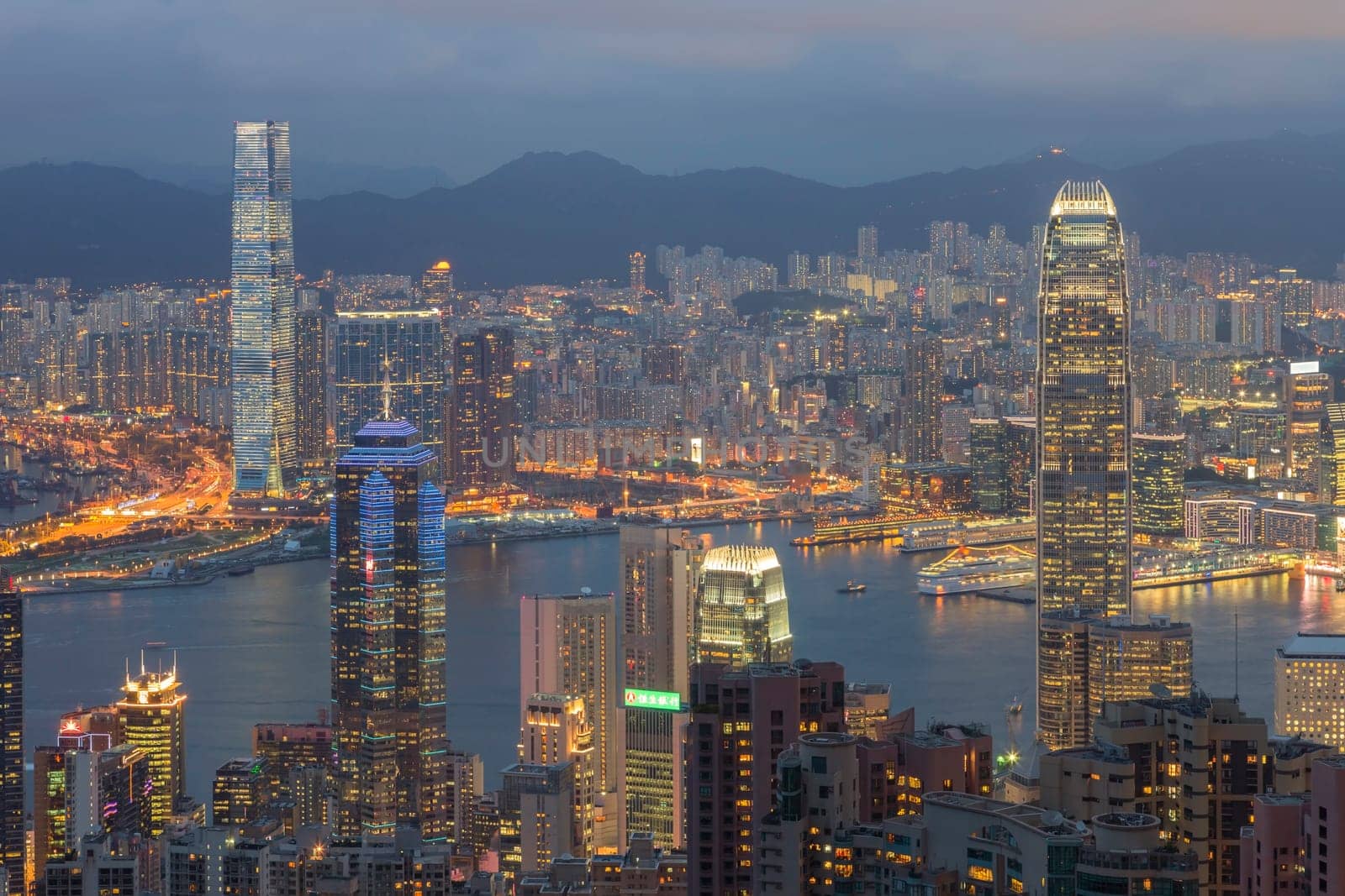 Hong Kong city, This  photo was shot from Victoria Peak in the evening after sunset.