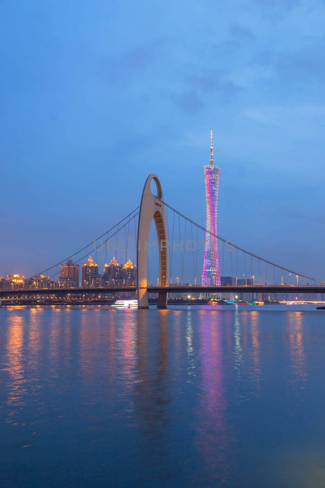 Guangzhou city, This photo was shot from perl river at Guangzhou after sunset.