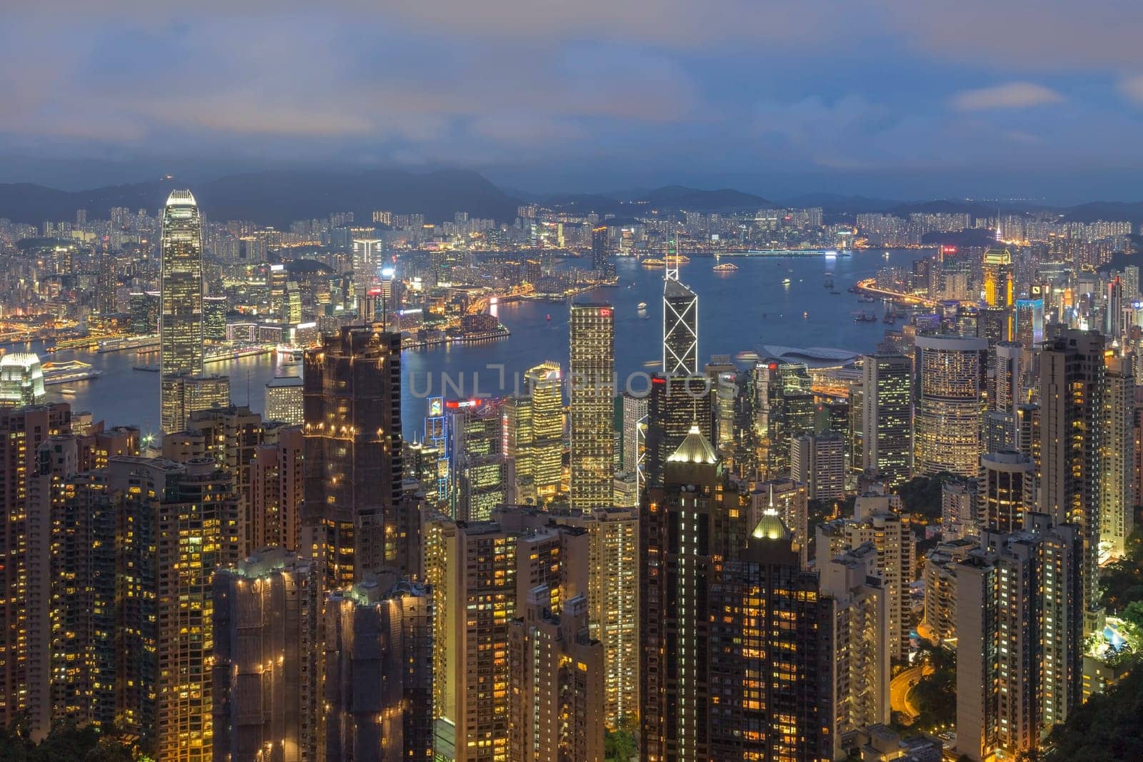 Hong Kong city, This  photo was shot from Victoria Peak in the evening after sunset.