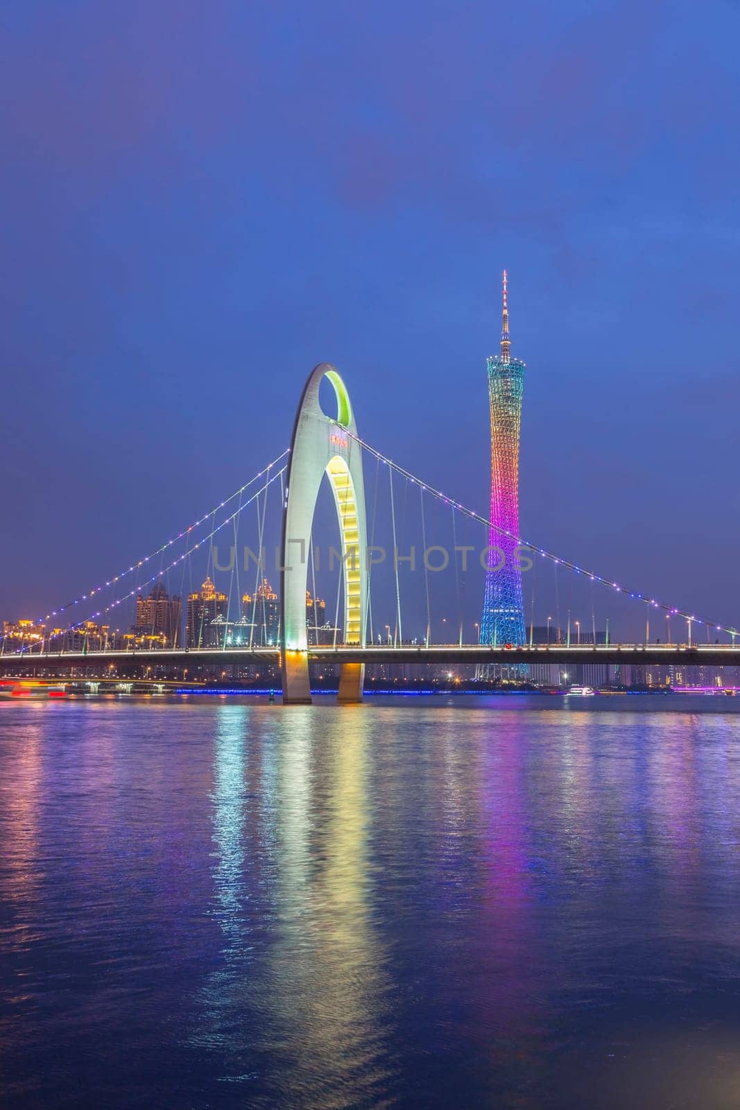 Guangzhou city, This photo was shot from perl river at Guangzhou after sunset.