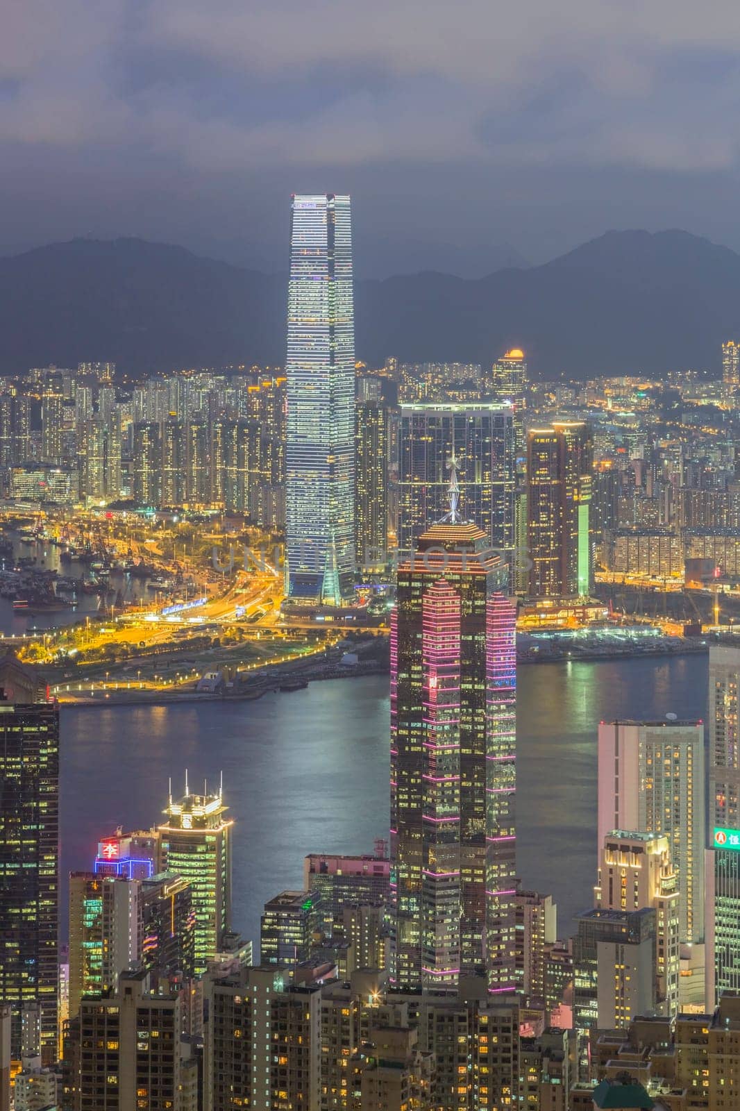Hong Kong city, This  photo was shot from Victoria Peak in the evening after sunset.