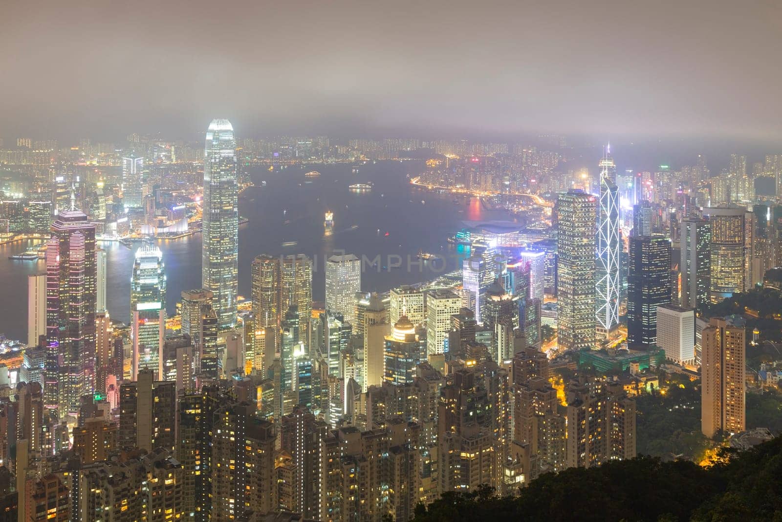 Hong Kong city, This  photo was shot from Victoria Peak in the evening after sunset.