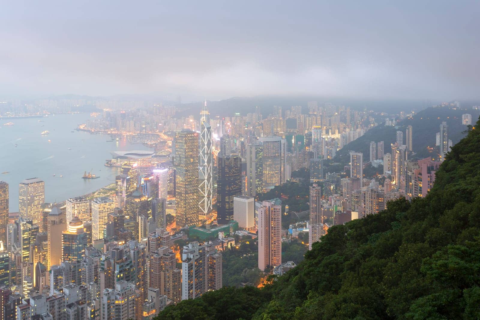 Hong Kong city, This  photo was shot from Victoria Peak in the evening after sunset.