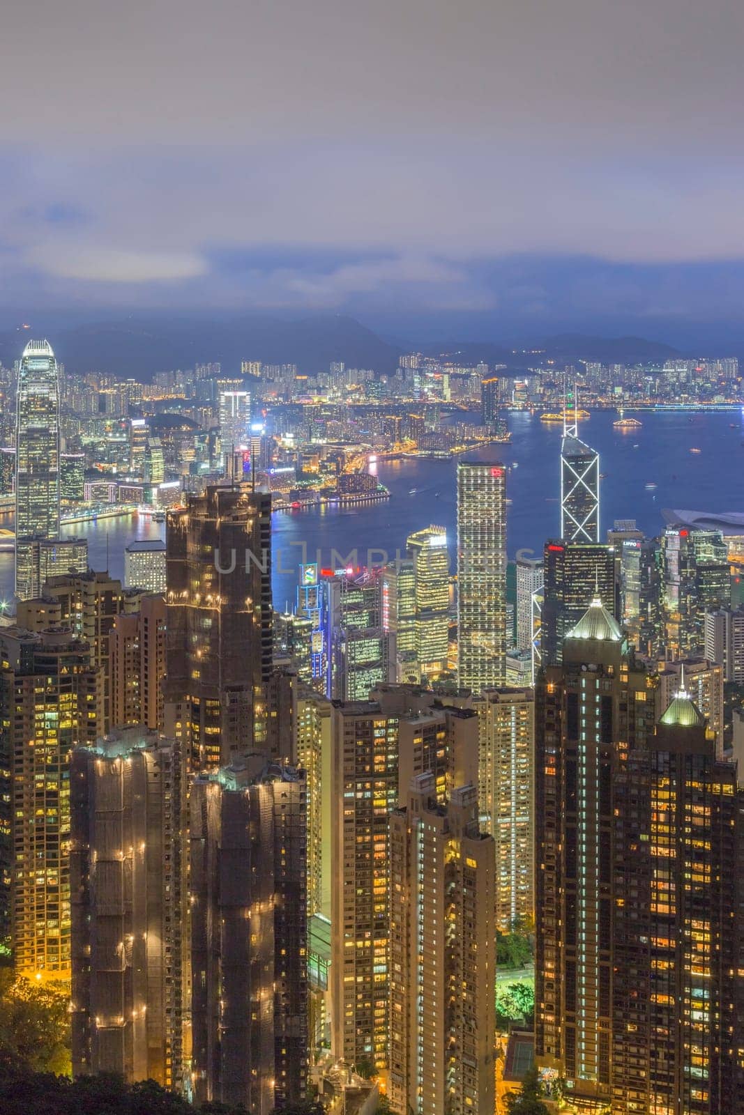 Hong Kong city, This  photo was shot from Victoria Peak in the evening after sunset.