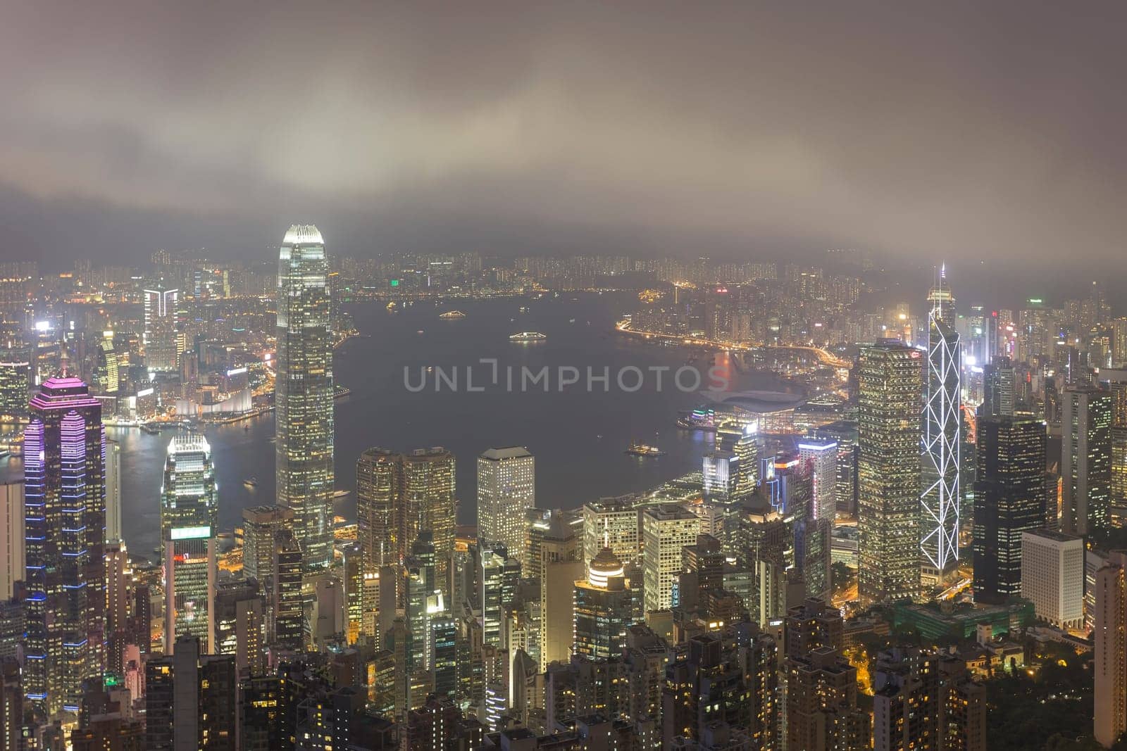 Hong Kong city, This  photo was shot from Victoria Peak in the evening after sunset.