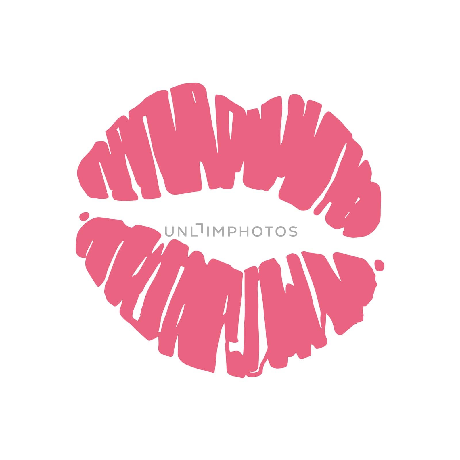 Kiss lips lipstick red trail. White background