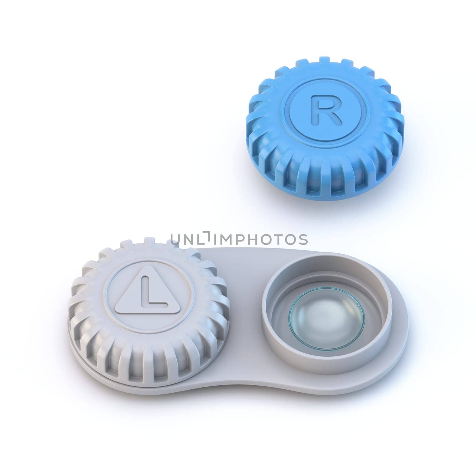 Lens case 3D rendering illustration isolated on white background