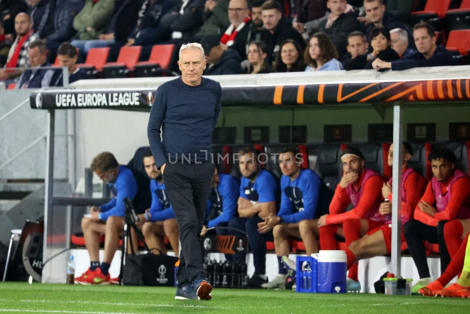 Coach Christian Streich (Freiburg) at the match of the football Europa League - Matchday 5,SC Freiburg vs. Olympiakos Piraeus