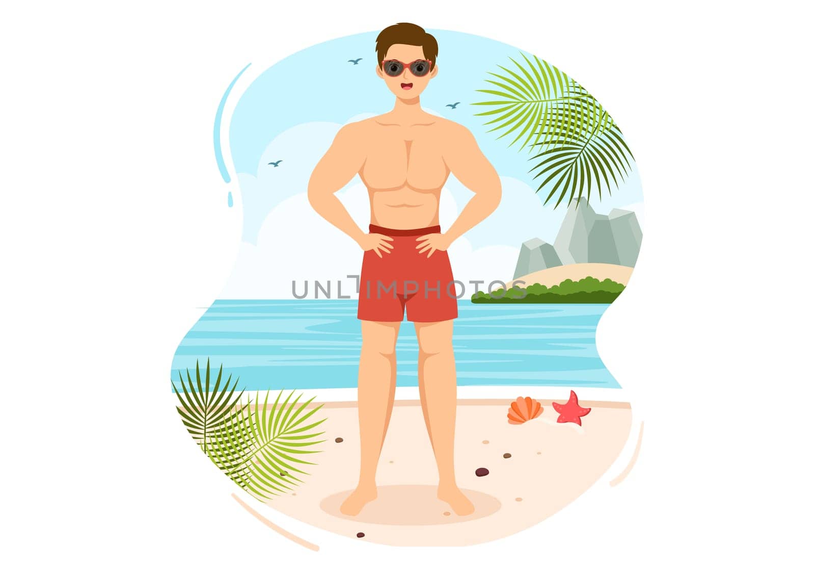 Swimwear with Different Designs of Pants or Underwear for Men at the Summer Beach in Flat Style Cartoon Hand Drawn Templates Illustration