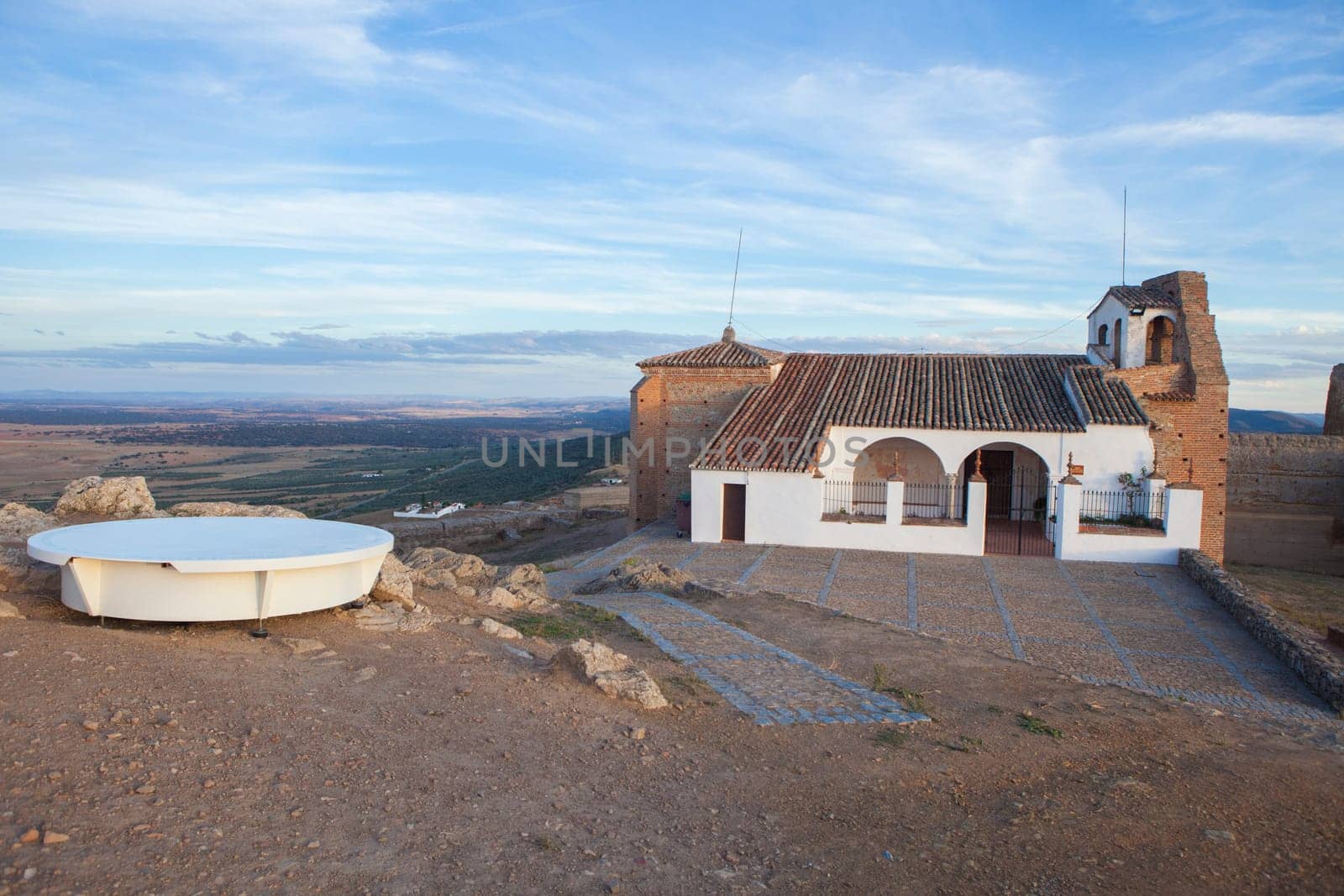 Reina star map view point at sunset. Muslim Citadel, Badajoz, Extremadura, Spain