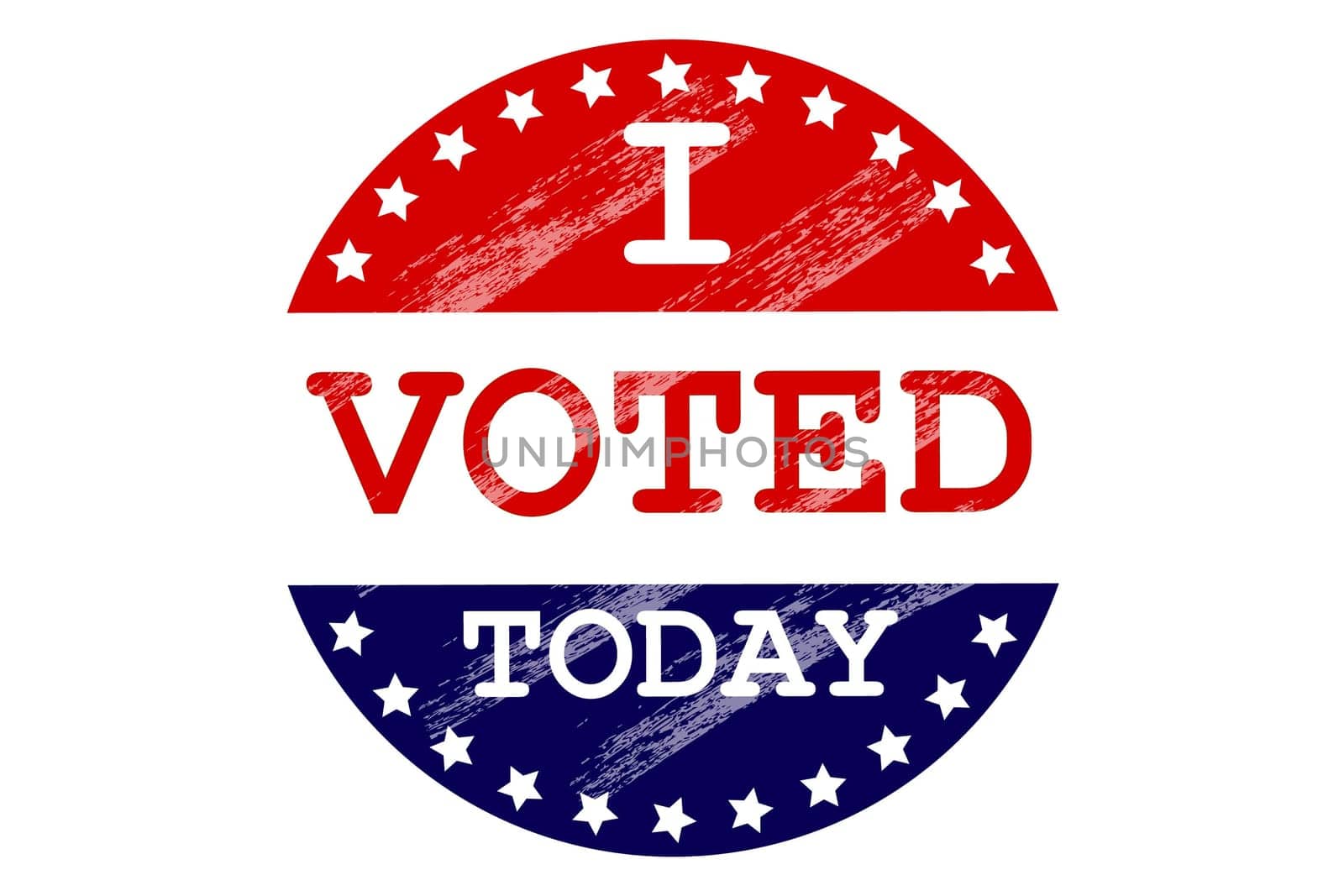 Sticker with the inscription I voted today in grunge style close-up on a white background. Vector image