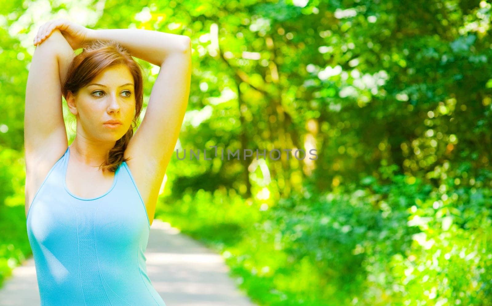 Young woman exercising, from a complete series of photos.
