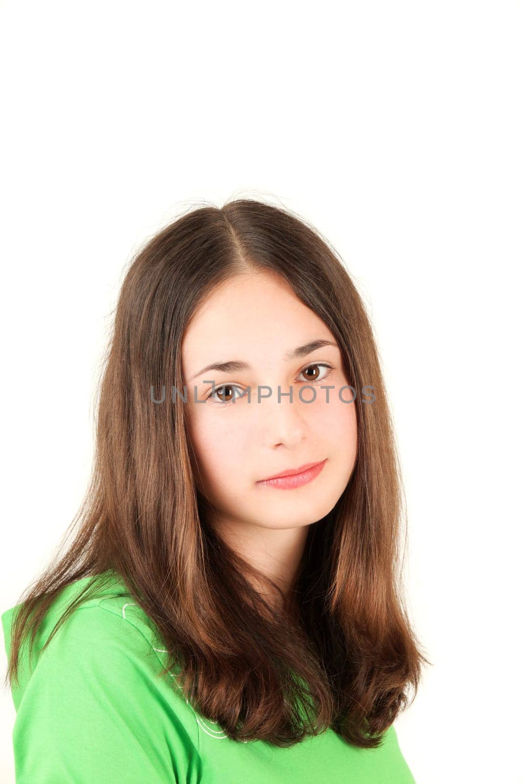 Portrait of young teenage girl, studio shot