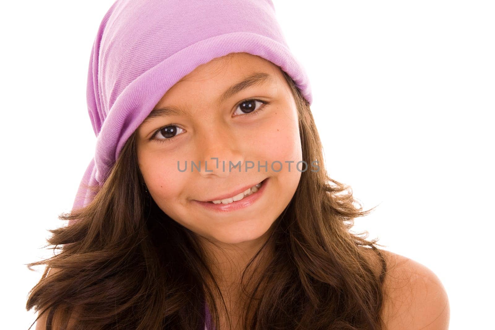 Portrait of a young girl isolated on white