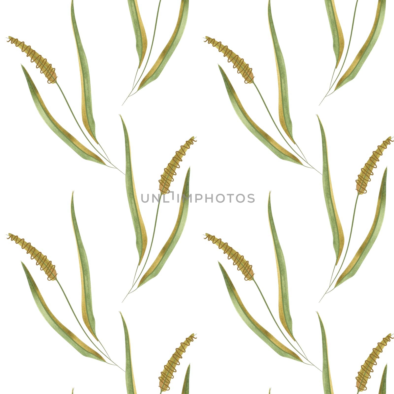 Textile seamless floral pattern with wild grasses and cereals. Design for kitchen home textiles, tablecloths, curtains, bed linen, dress fabrics, wrapping paper
