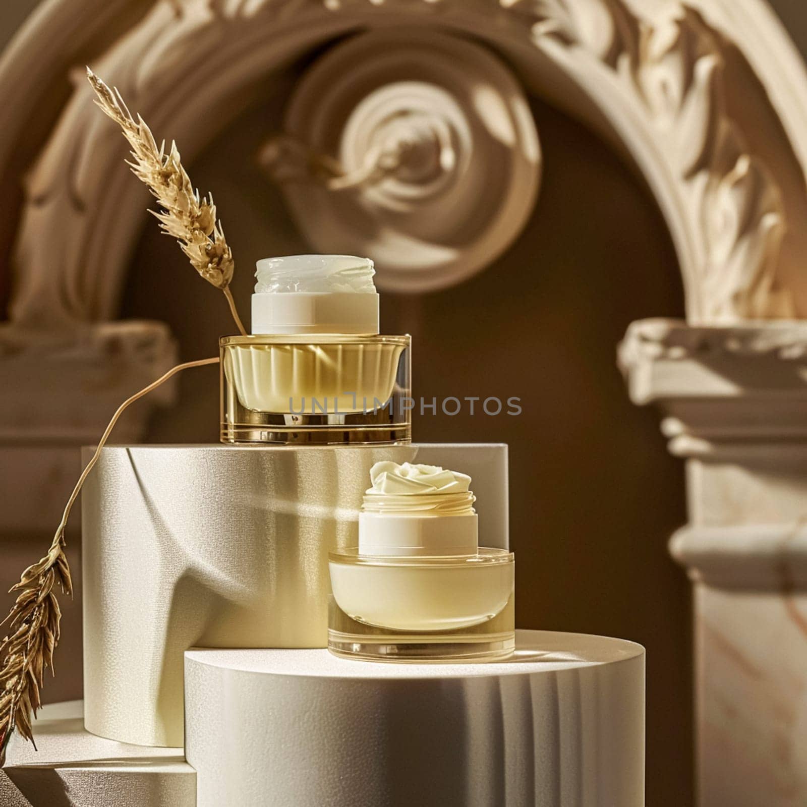 Cosmetic cream in a glass jar. Skin care concept. Background for beauty products