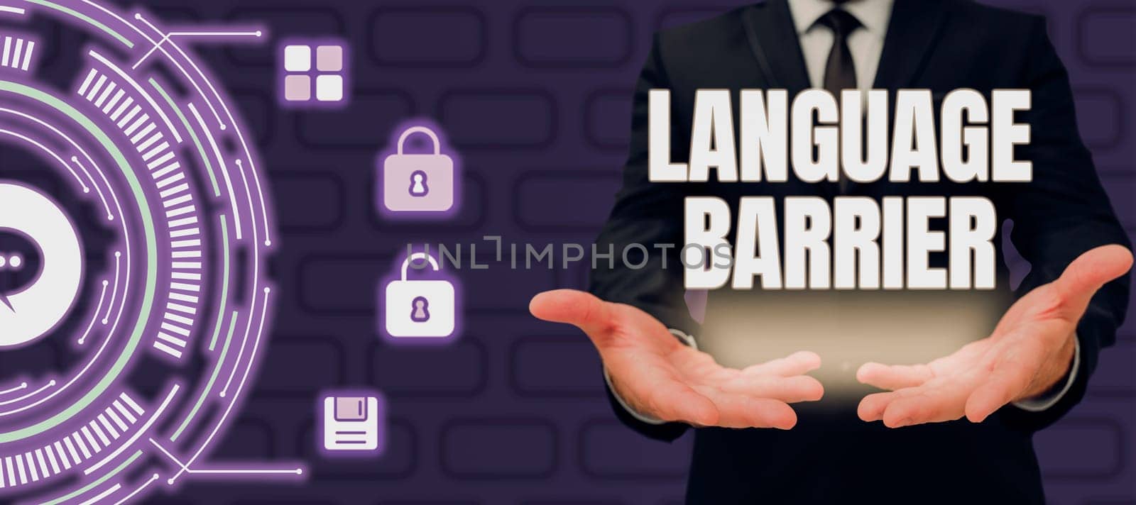 Handwriting text Language Barrier, Business overview difficulties in communication Speaking different language