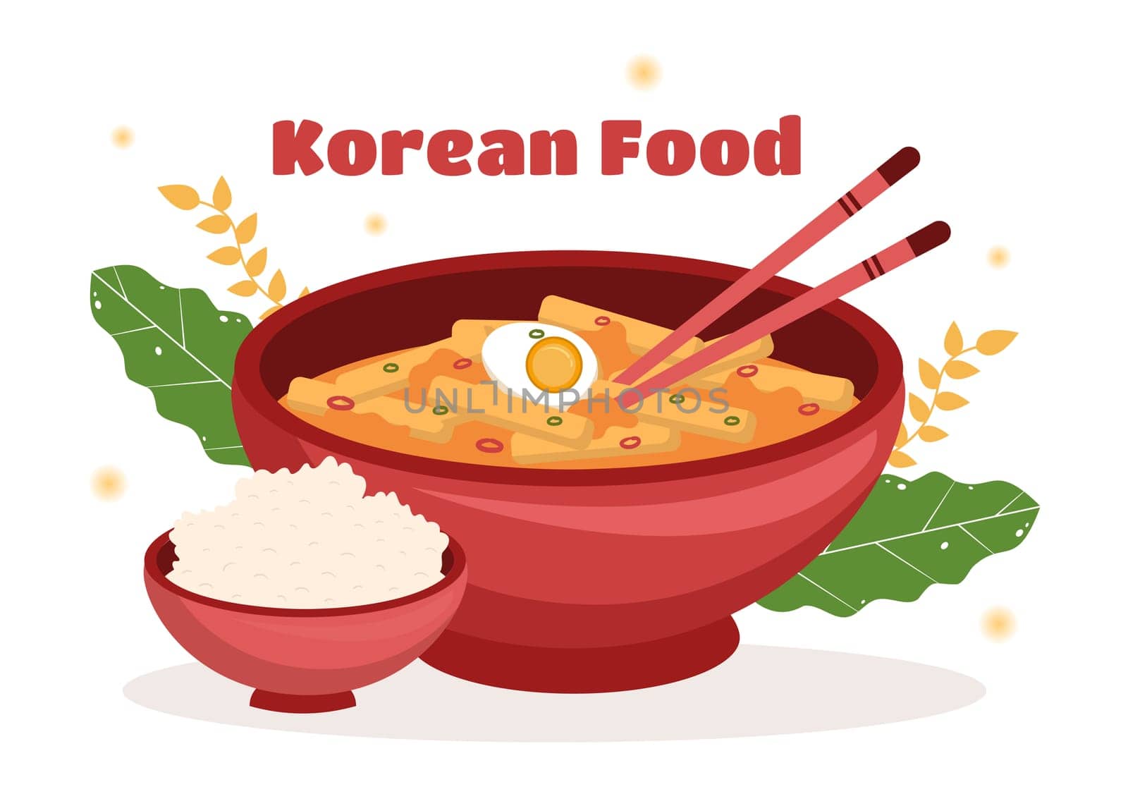 Korean Food Set Menu of Various Traditional or National Delicious Cuisine Dish in Flat Cartoon Hand Drawn Templates Illustration