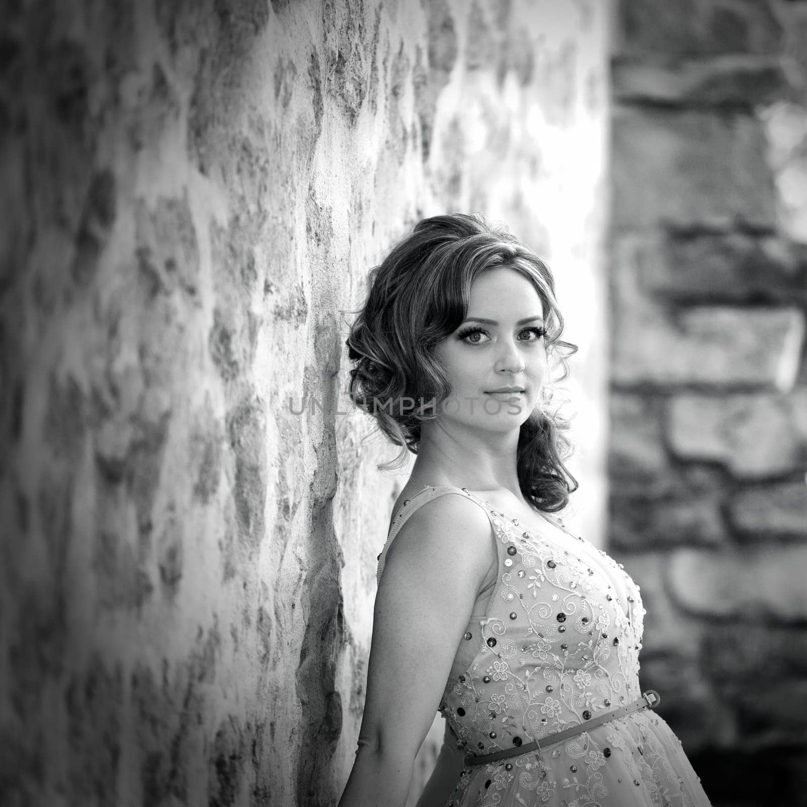 Portrait of young bride on her wedding day.