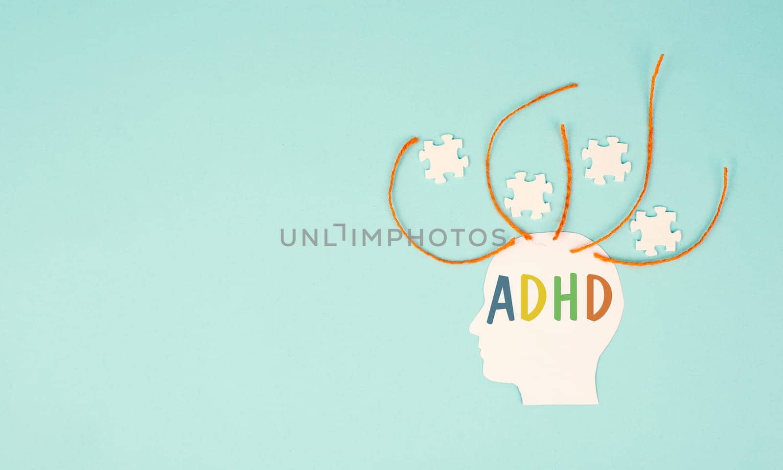 ADHD, attention deficit hyperactivity disorder, mental health, head with puzzle pieces