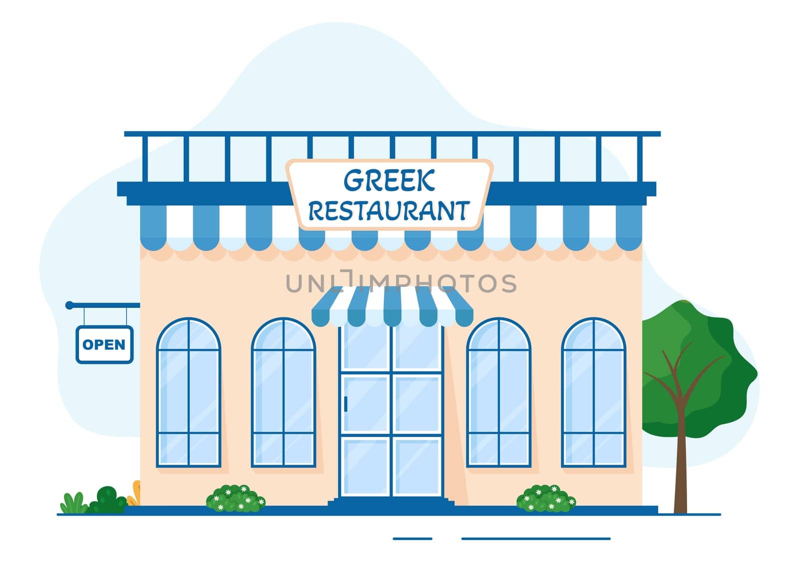 Greek Cuisine Restaurant Set Menu Delicious Dishes Traditional or National Food in Flat Cartoon Hand Drawn Template Illustration
