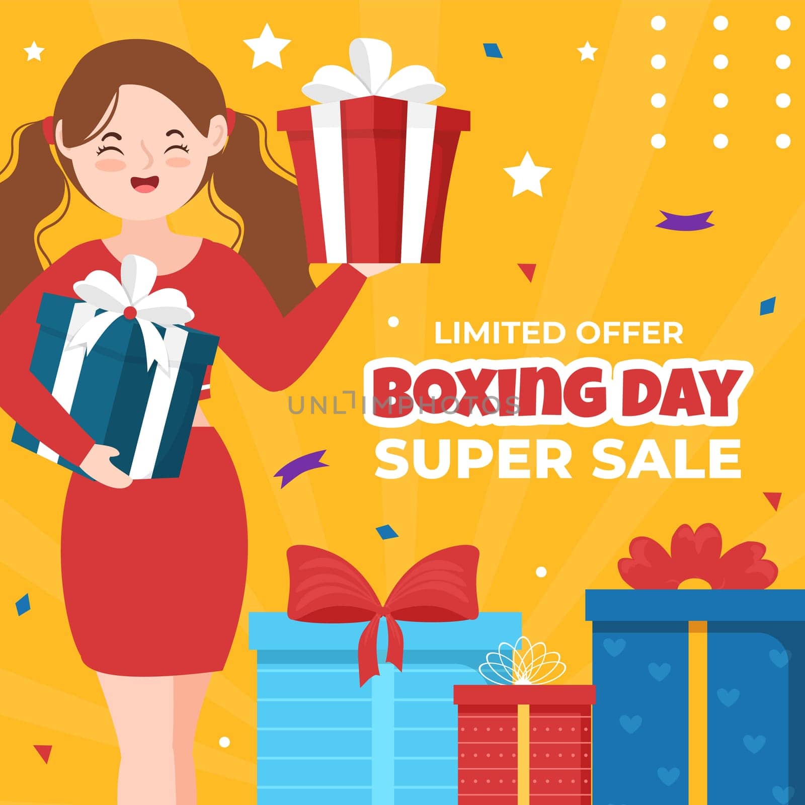 Boxing Day Sale Flat Cartoon Background Hand Drawn Templates Illustration