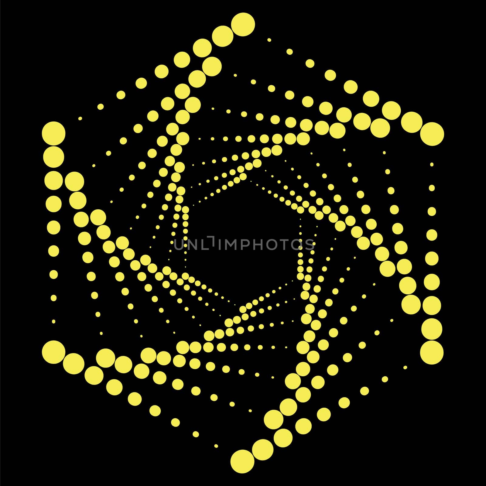 Yellow Circle Dotted Icon Isolated on Black Background.