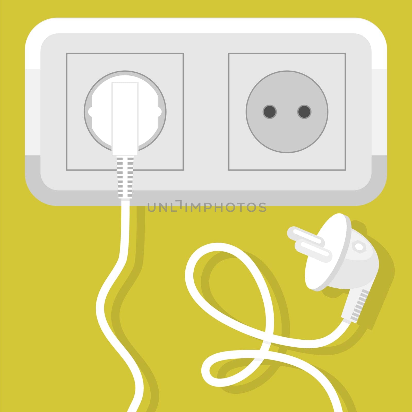 Plug Icon Isolated on Yellow Background. Electric Symbol.