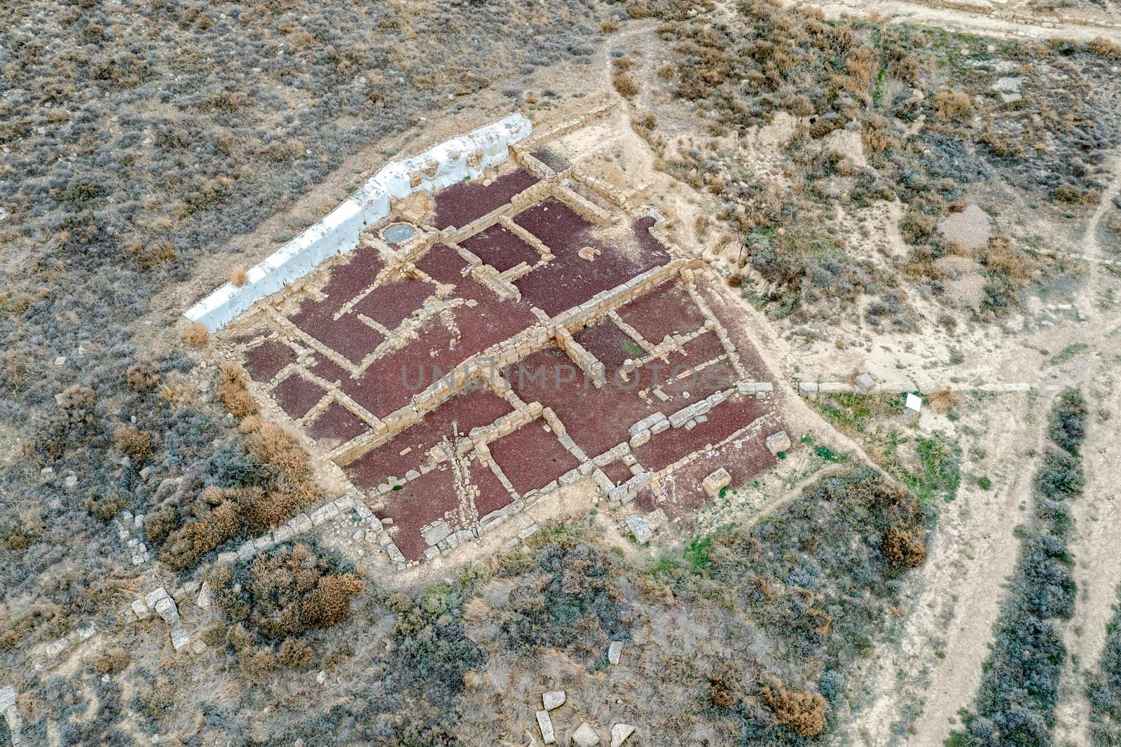 The Banales Iberian-Roman site corresponds to a city that has not been identified. It is located in the municipality of Uncastillo, Overhead view of Artisanal Domestic Area