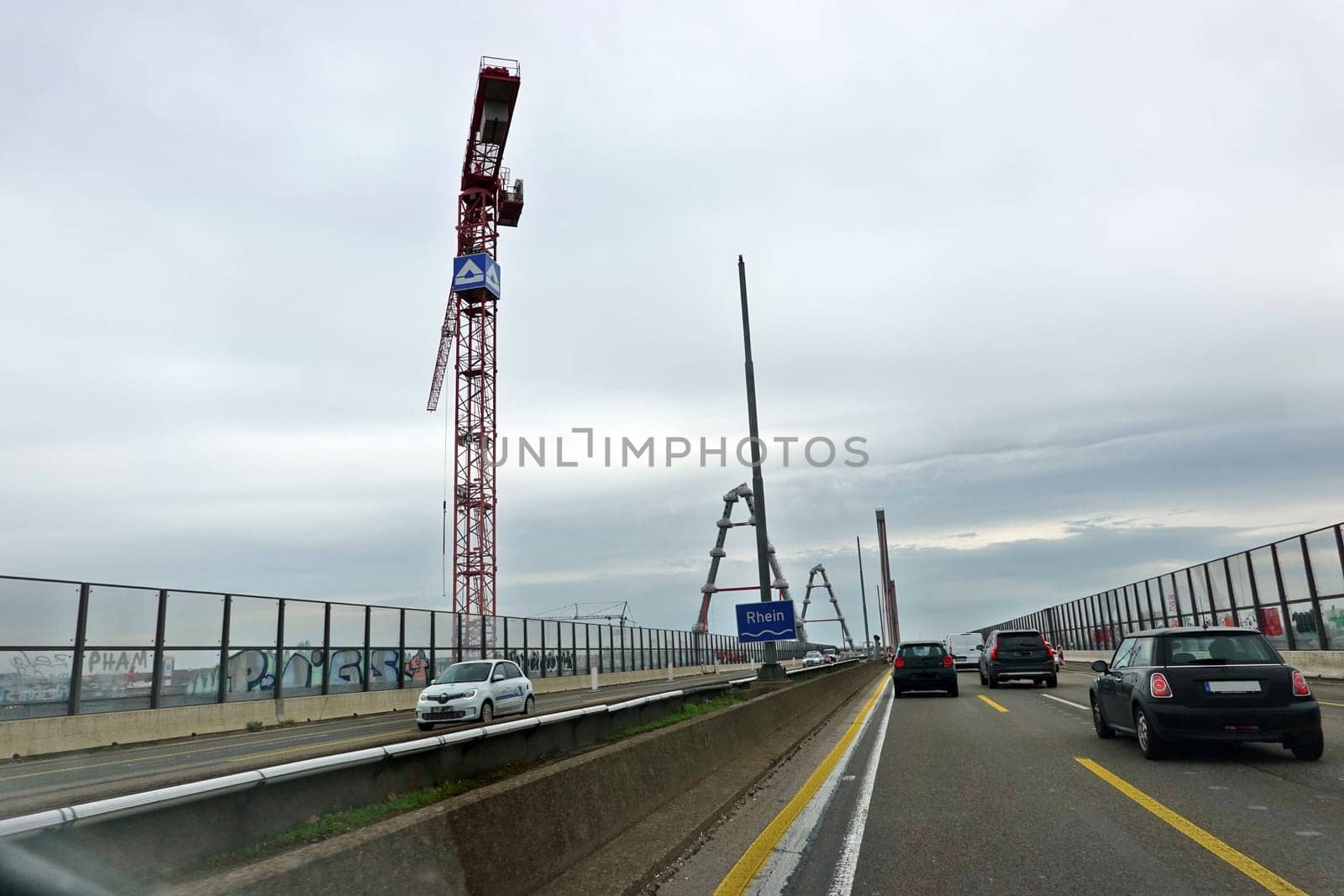 Autobahn A1 Grossbaustelle Leverkusener Brücke, Nordrhein-Westfalen, Deutschland, Köln/Leverkusen