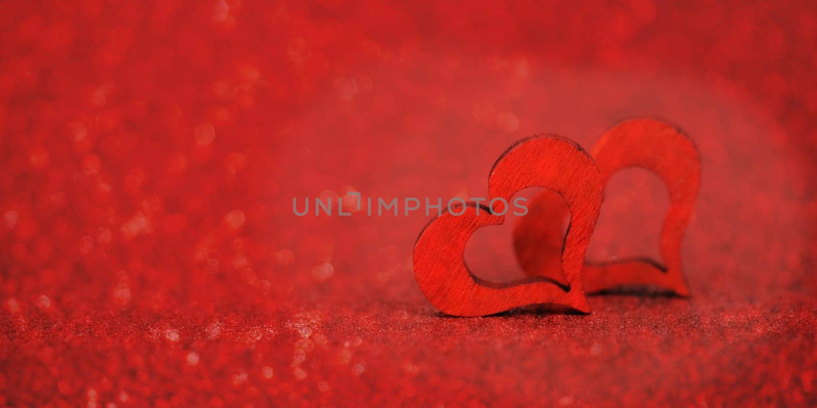 Red hearts with bokeh background, valentine greeting card, mothers day and birthday wishes, love symbol