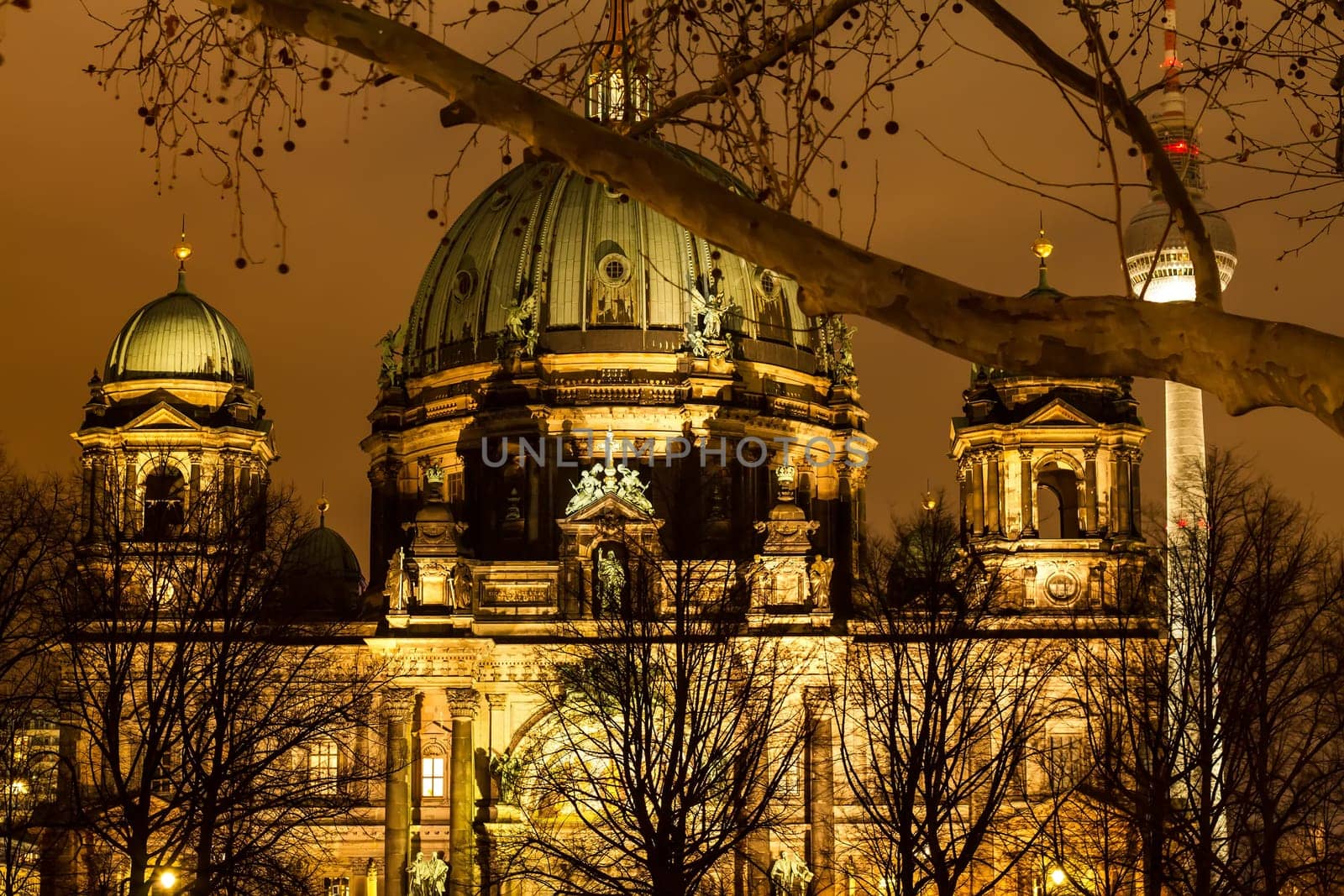 Berliner Dome at night, Berlin, Germany.