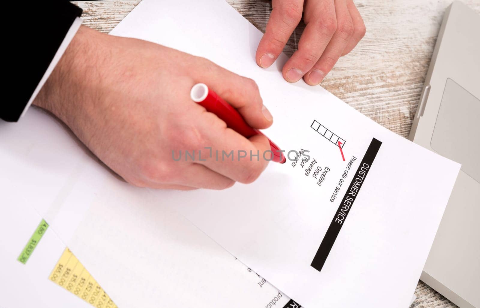 Customer service, a businessman rate the service .