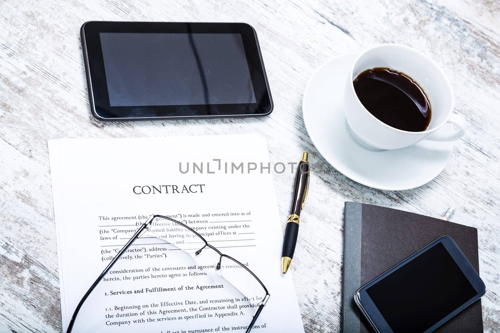 Reading a Contract before signing.
