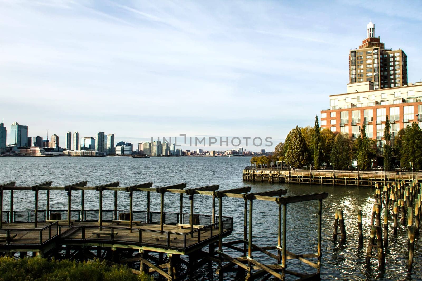 View of Brooklyn from Battery Park, Manhattan, New York, United States of America.