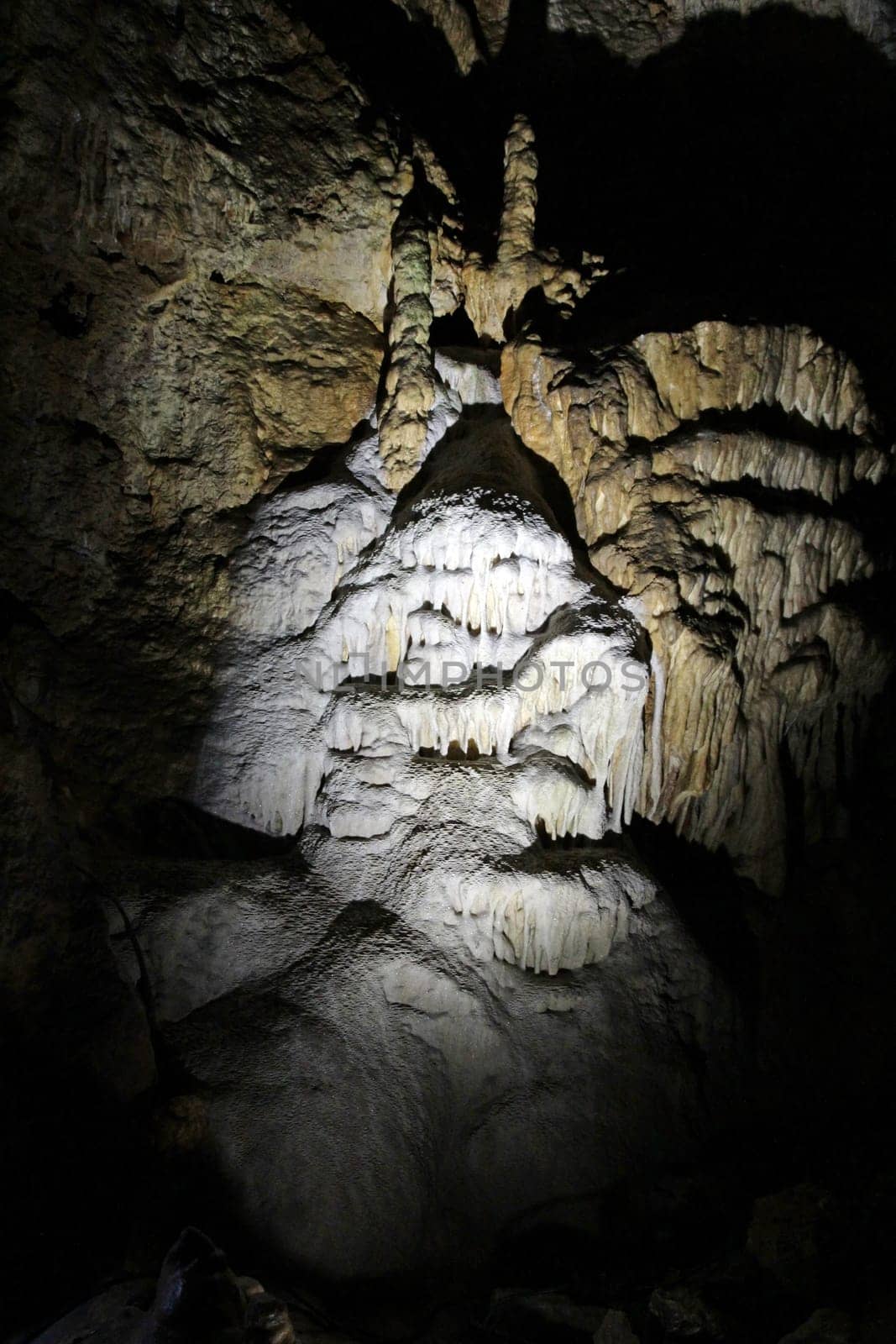 The Bear Cave in the Swabian Alp. Stalactites in a stalactite cave