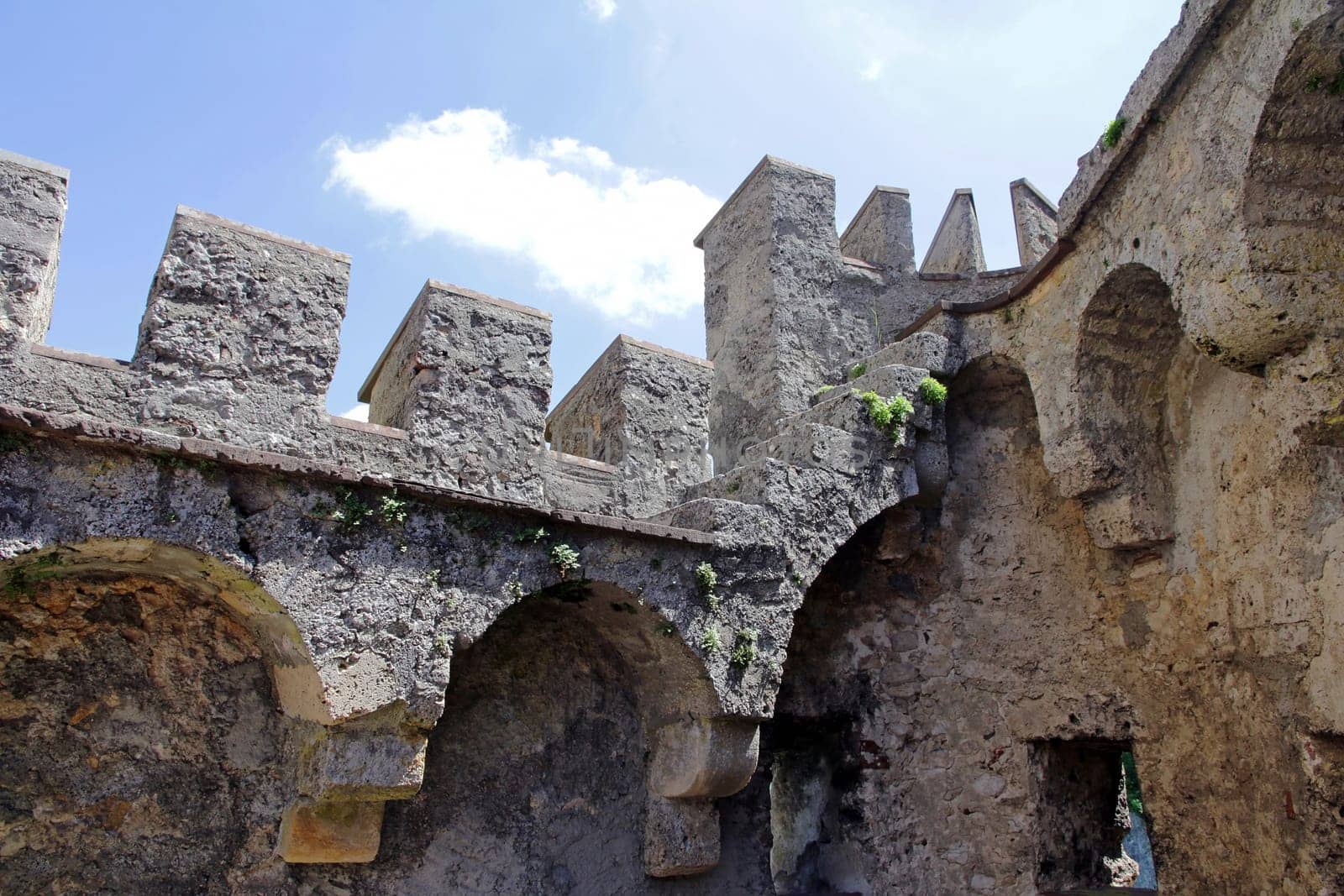 The castle walls of Lichtenstein Castle. The tins of an old castle