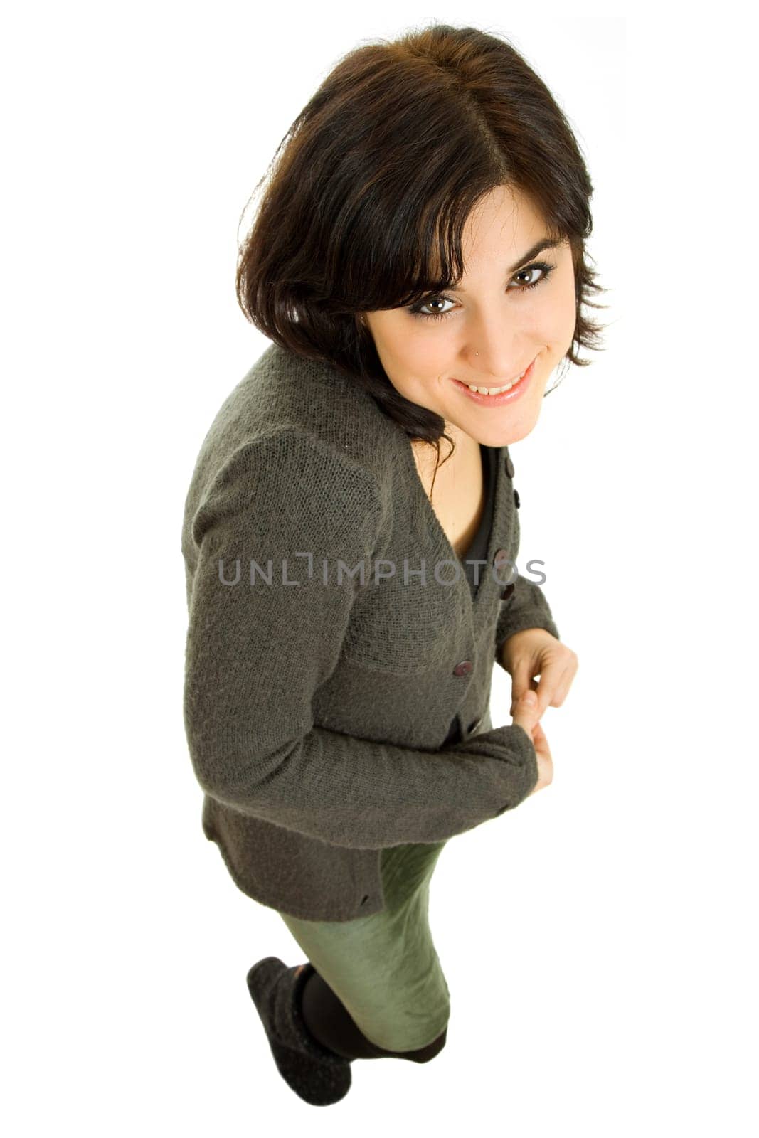 young beautiful woman full body, isolated on white