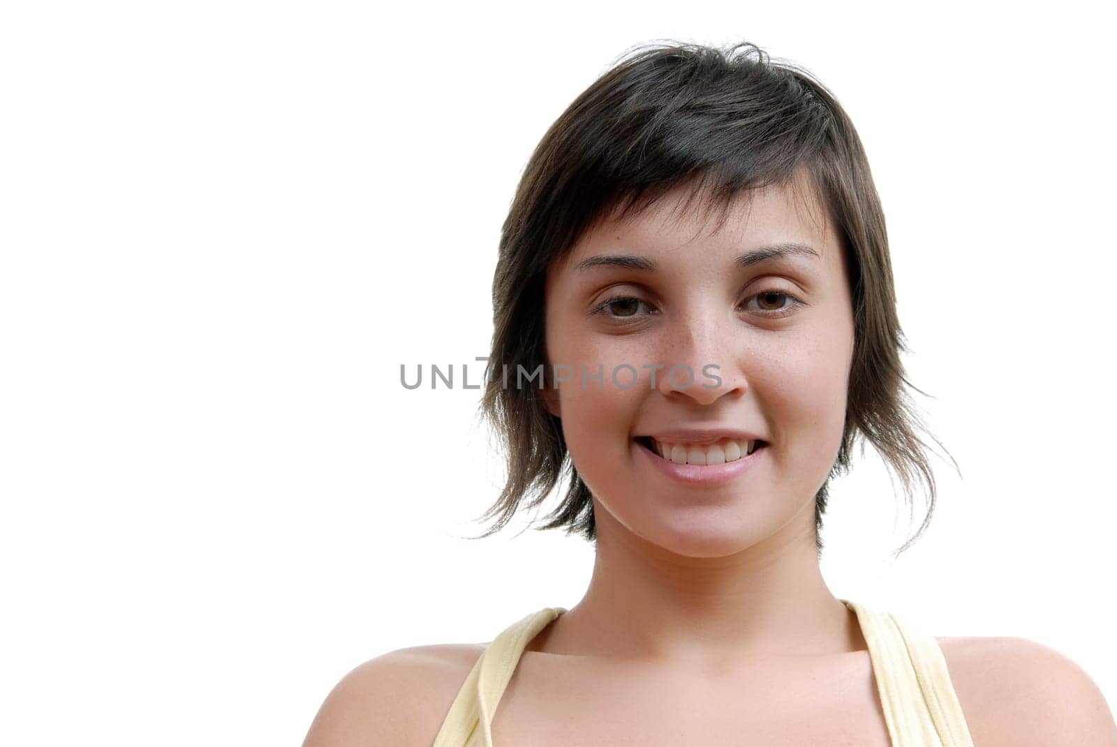 young casual beautiful woman, isolated in white