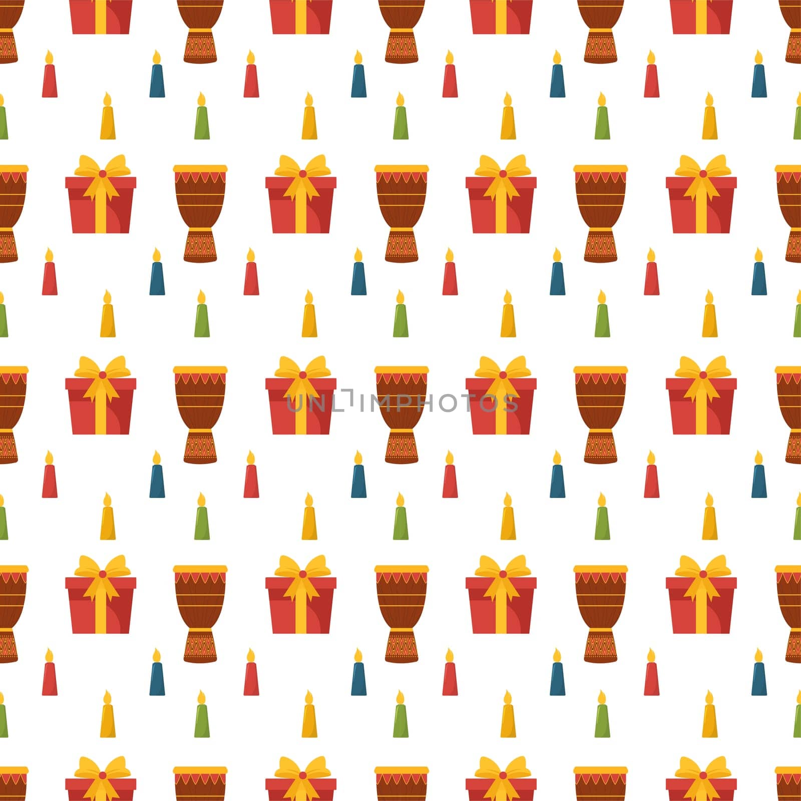 Happy Kwanzaa Holiday African Seamless Pattern Design with Festival Style Element on Template Hand Drawn Cartoon Flat Illustration