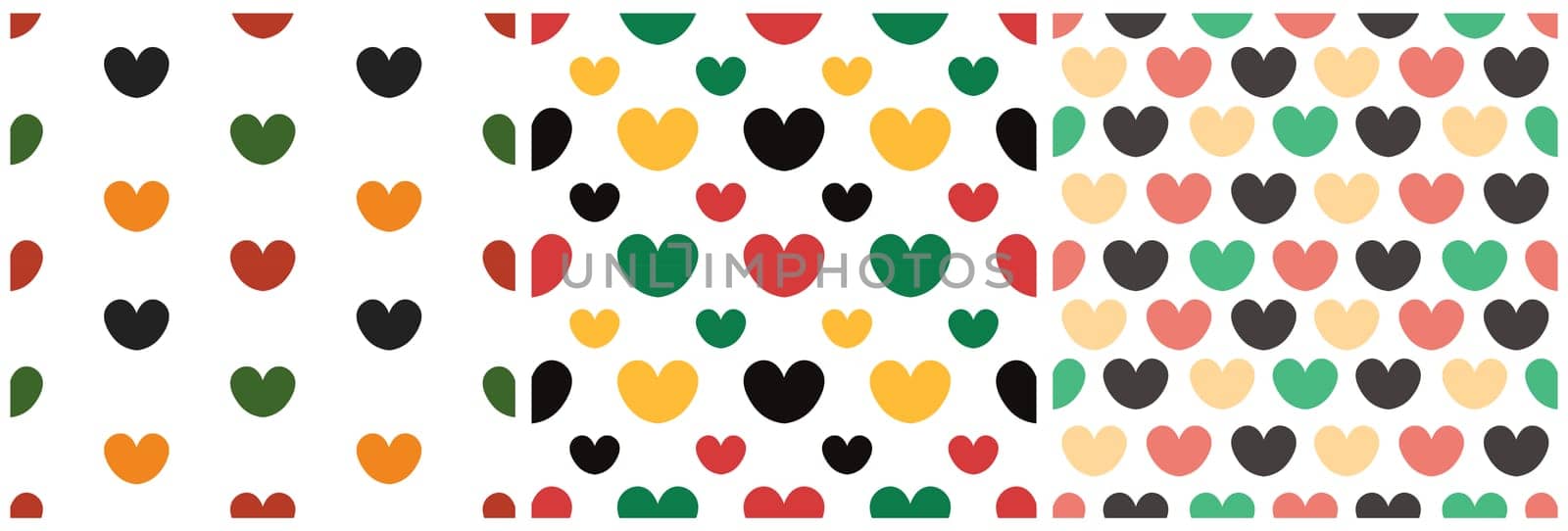 Set of Happy Kwanzaa Holiday African Seamless Pattern Design with Festival Style Element on Template Hand Drawn Cartoon Flat Illustration