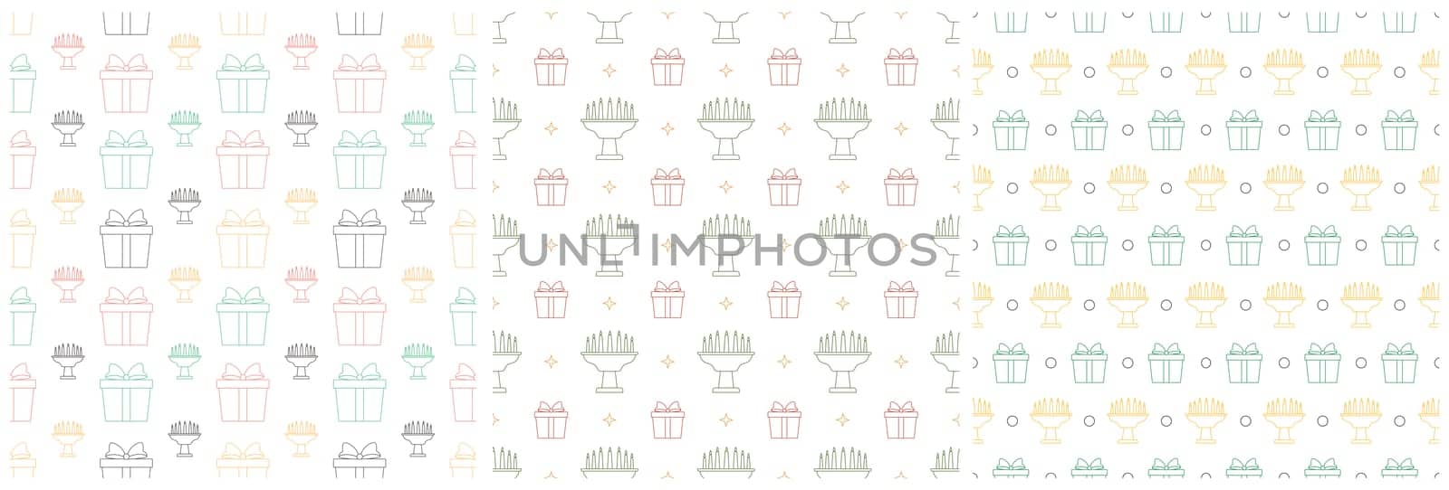 Set of Happy Kwanzaa Holiday African Seamless Pattern Design with Festival Style Element on Template Hand Drawn Cartoon Flat Illustration